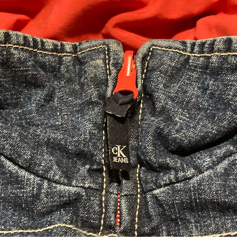 Calvin Klein Jeans Vintage Denim/Red Quilted Reversible‎ Vest | Gilet - Picture 11 of 11